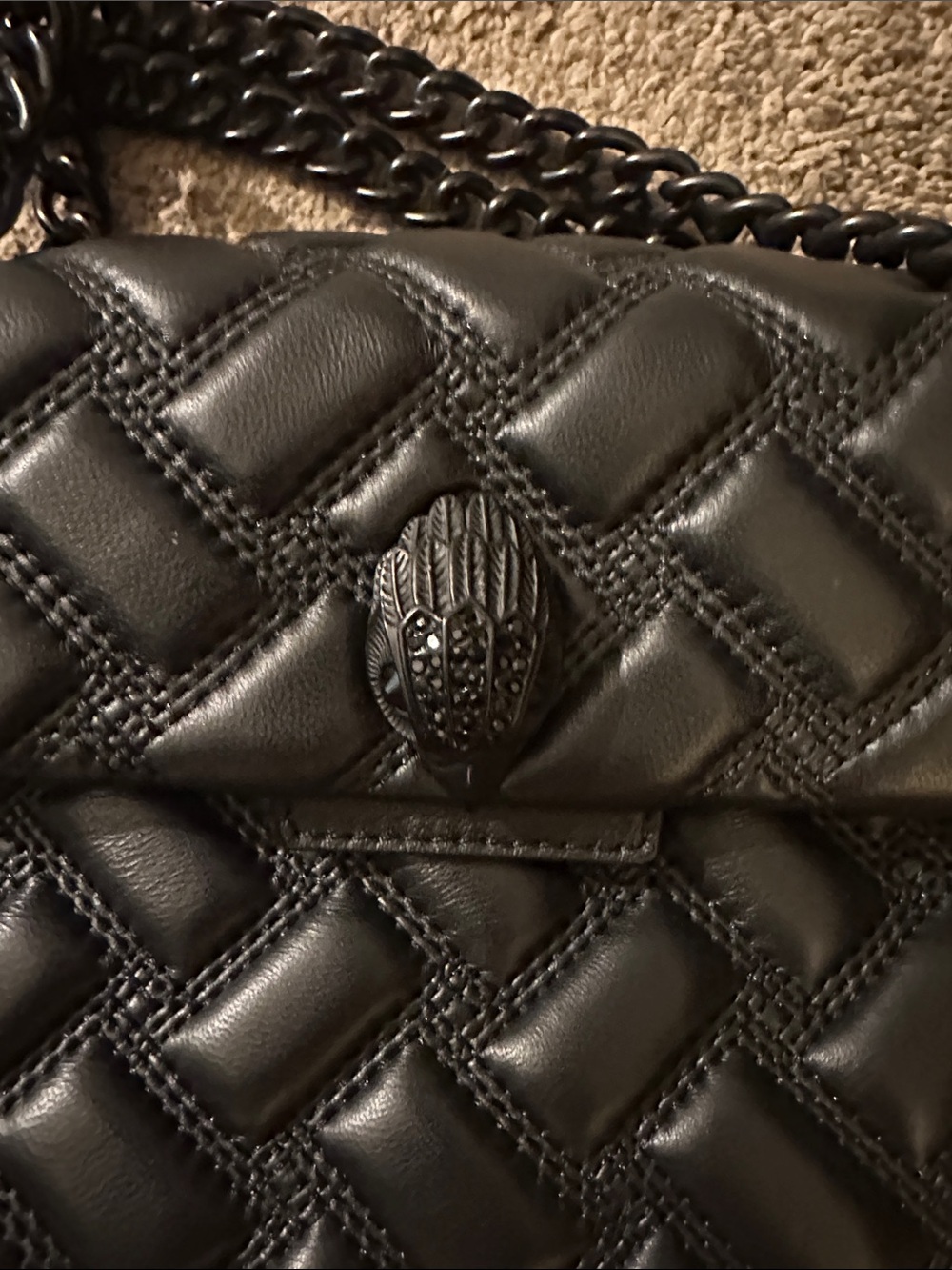 Kurt Geiger Leather Black Quilted Chain-Handle Shoulder Bag - Picture 4 of 5